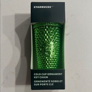 Starbucks Cold Cup Bling Ornament Keychain Metallic Lime Green NIB